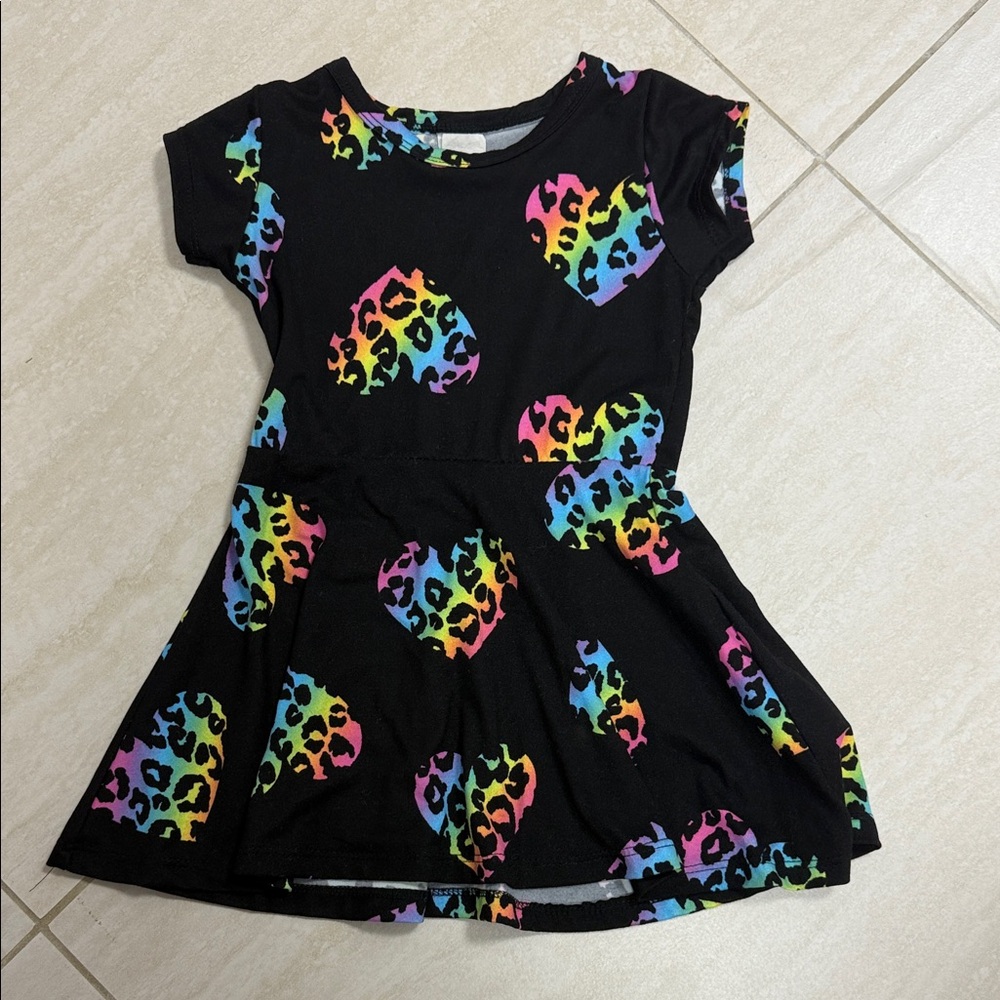 Colorful Leopard Heart Kids Dress